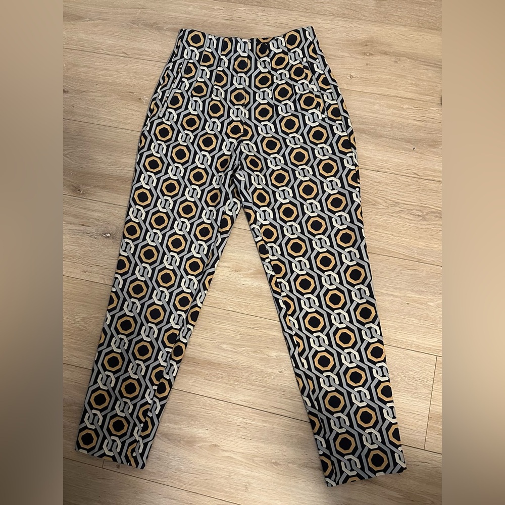 Zara Woman’s Pants with Black, Gold, and Gray Pattern- work slacks/ trousers